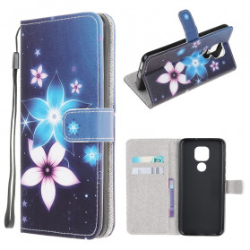 Moto G9 Capa de jogo Flores Lunares com Cordão