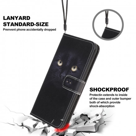 Samsung Galaxy A22 5G Capa de cinta para olhos de gato preto