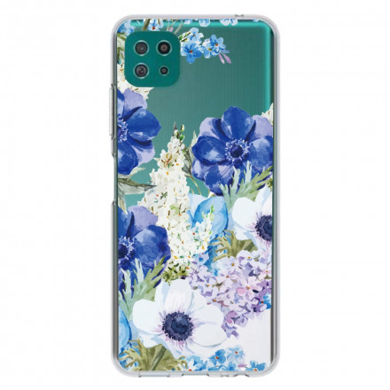 Samsung Galaxy A22 5G Capa de flor de aguarela transparente