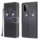 Samsung Galaxy A22 4G Capa de olhos de gato preto com correia