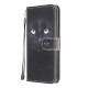 Samsung Galaxy A22 4G Capa de olhos de gato preto com correia