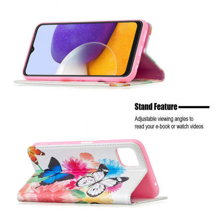 Capa Flip Capa Samsung Galaxy A22 5G Color Butterflies