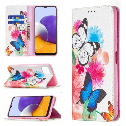 Capa Flip Capa Samsung Galaxy A22 5G Color Butterflies