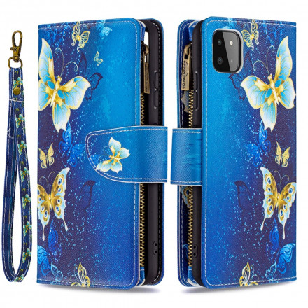Samsung Galaxy A22 5G Capa de Bolso com Fecho de Carcaça Butterflies