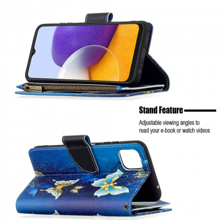 Samsung Galaxy A22 5G Capa de Bolso com Fecho de Carcaça Butterflies