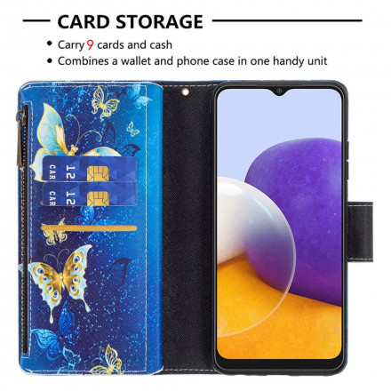 Samsung Galaxy A22 5G Capa de Bolso com Fecho de Carcaça Butterflies
