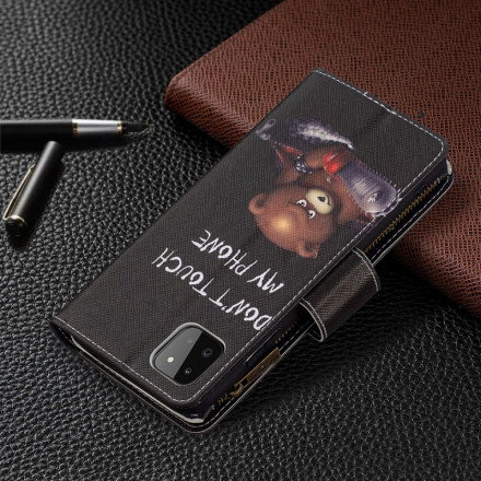 Capa Samsung Galaxy A22 5G com Urso de Bolso com Fecho