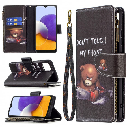 Capa Samsung Galaxy A22 5G com Urso de Bolso com Fecho