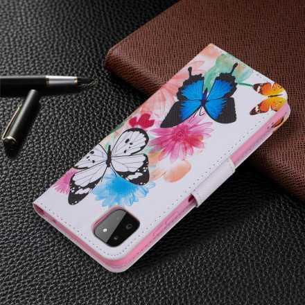 Samsung Galaxy A22 5G Capa pintada de borboletas e flores