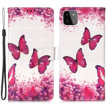 Samsung Galaxy A22 5G Capa Vermelha Butterflies