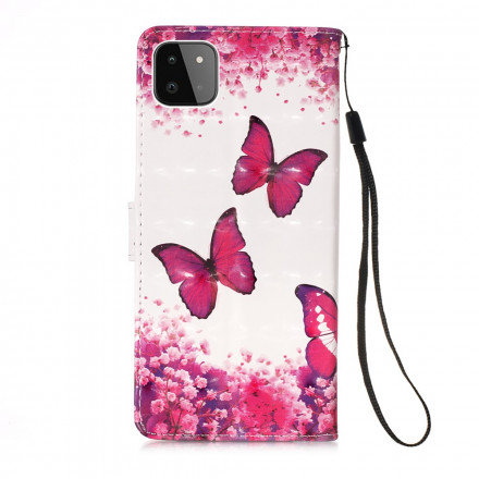 Samsung Galaxy A22 5G Capa Vermelha Butterflies