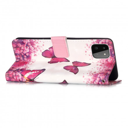 Samsung Galaxy A22 5G Capa Vermelha Butterflies