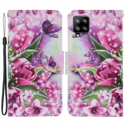 Samsung Galaxy A22 4G Case Butterflies e Tulipas