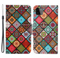 Samsung Galaxy A22 5G Capa de Mandalas de Patchwork A22 com Cordão