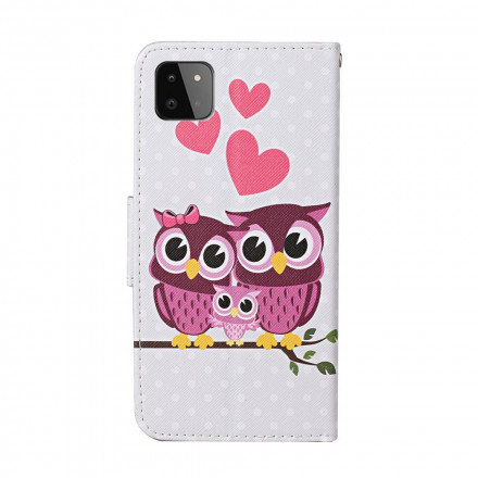 Samsung Galaxy A22 5G Capa da família Owl com cinta