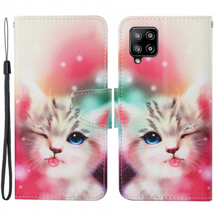Samsung Galaxy A22 4G Capa de gato lindo com alça
