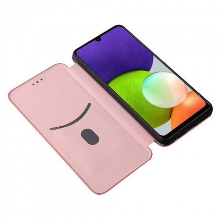 Tampa Flip Cover Samsung Galaxy A22 4G Fibra de Carbono