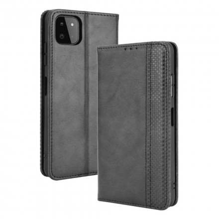 Capa Flip Capa Samsung Galaxy A22 5G Efeito Couro Vintage Elegante