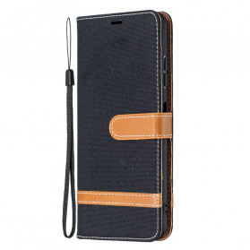 Samsung Galaxy A22 5G Capa de tecido e efeito pele com cinta