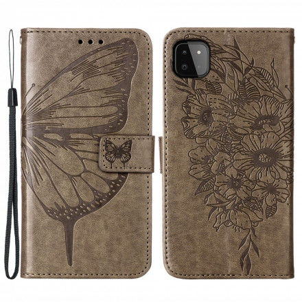 Samsung Galaxy A22 5G Capa de design Butterfly A22 com correia