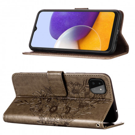 Samsung Galaxy A22 5G Capa de design Butterfly A22 com correia