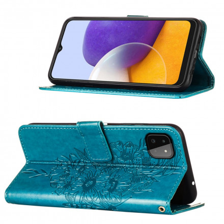 Samsung Galaxy A22 5G Capa de design Butterfly A22 com correia