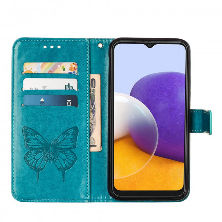 Samsung Galaxy A22 5G Capa de design Butterfly A22 com correia