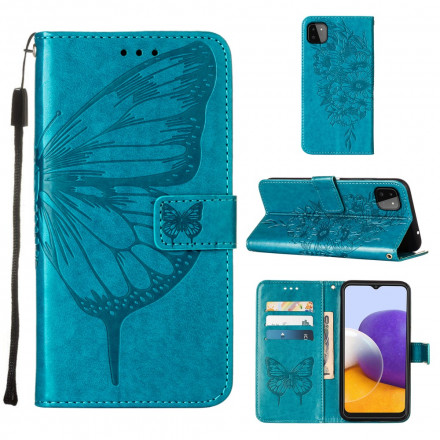 Samsung Galaxy A22 5G Capa de design Butterfly A22 com correia