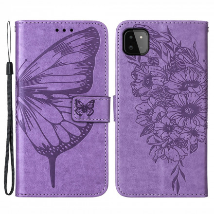 Samsung Galaxy A22 5G Capa de design Butterfly A22 com correia