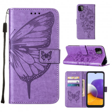 Samsung Galaxy A22 5G Capa de design Butterfly A22 com correia