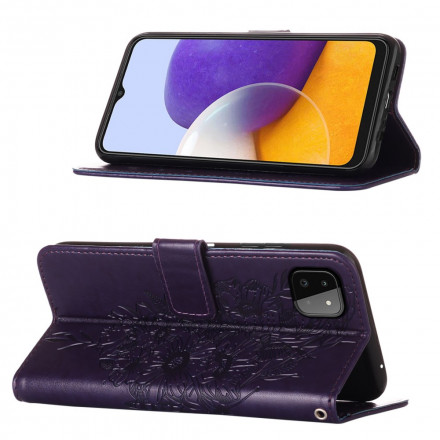 Samsung Galaxy A22 5G Capa de design Butterfly A22 com correia