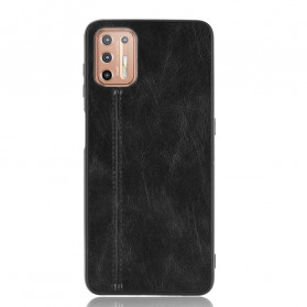 Moto G9 Plus Case Costura com efeito de couro