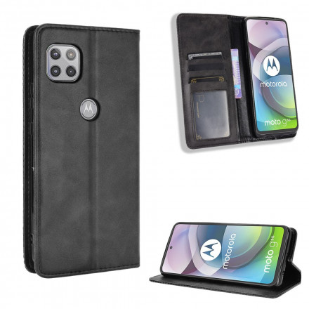 Capa Flip Moto G 5G Efeito Couro Vintage Elegante