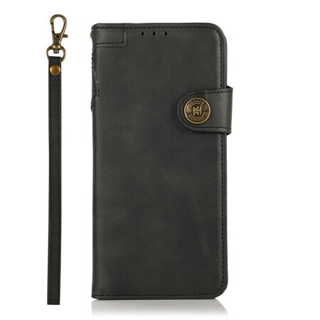 Azus Zenfone 8 Capa de botões de couro KHAZNEH