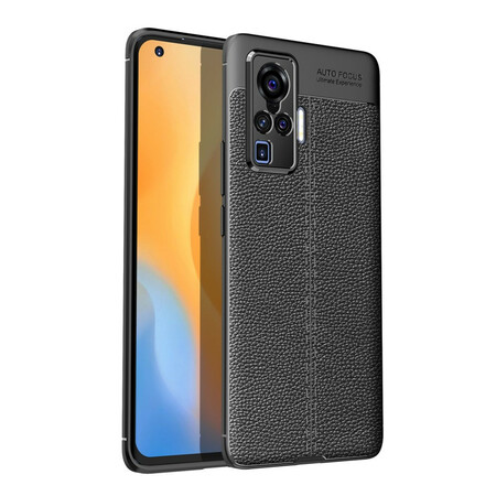 Capa de couro Vivo X51 5G Lychee Efeito Lychee Linha Dupla