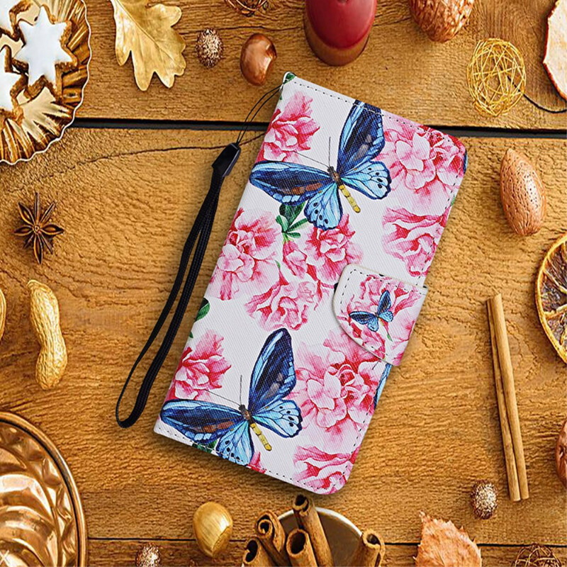 Xiaomi Mi 10T / 10T Pro Case Floral Butterflies Lanyard