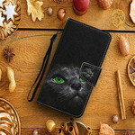 Xiaomi Mi 10T / 10T Pro Capa de gato de olhos verdes com cinta