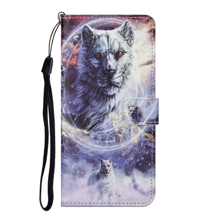 Samsung Galaxy S21 FE Capa de Lobo de Inverno com Cordão