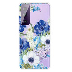 Capa Samsung Galaxy S21 FE Flor de Aquarela