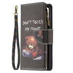 Capa Samsung Galaxy S21 FE com Urso de Bolso com Fecho