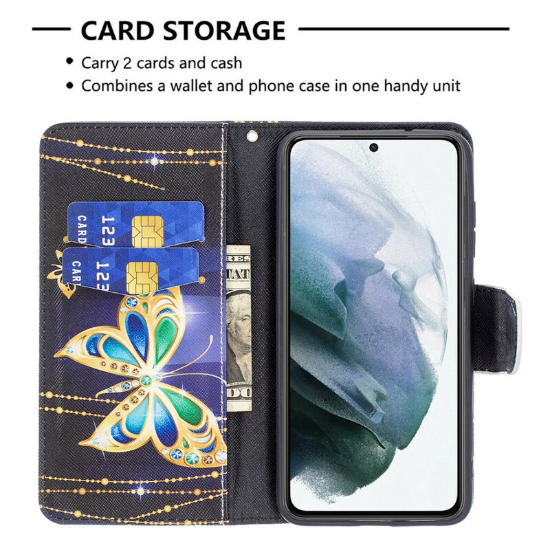 Capa de borboleta Samsung Galaxy S21 FE Gold Butterfly
