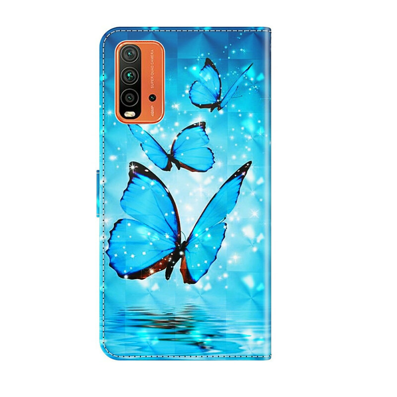 Xiaomi Redmi 9T / Nota 9 Capa Azul Borboletas Voadoras