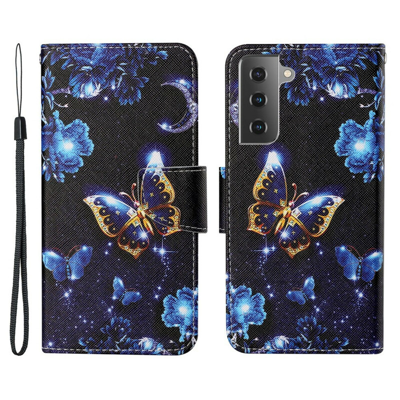 Samsung Galaxy S21 FE Precious Butterflies Capa de Cordão Preciosa