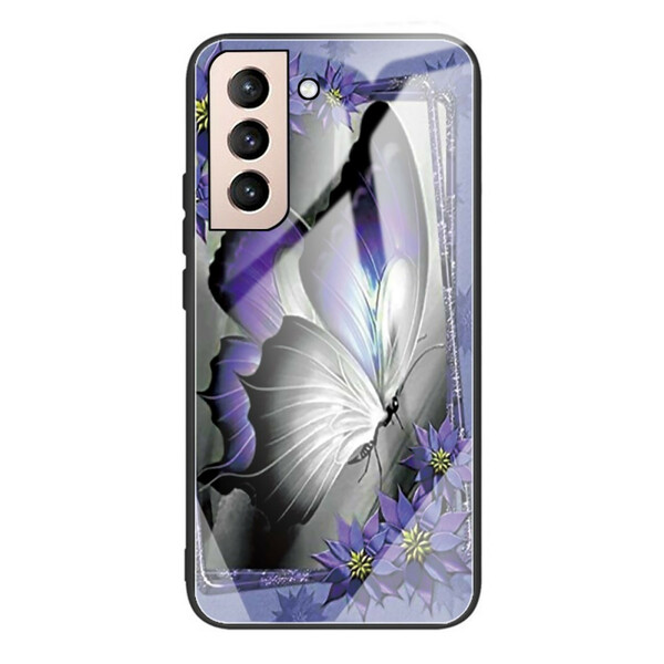 Samsung Galaxy S21 FE Capa de vidro Butterfly Purple