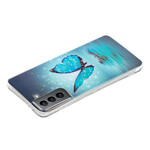 Capa Azul Borboleta Samsung Galaxy S21 FE