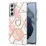 Samsung Galaxy S21 FE Capa de mármore geométrica com suporte de anéis