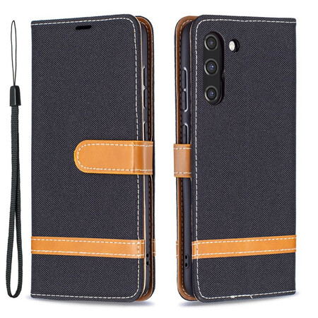 Samsung Galaxy S21 FE Capa de tecido e efeito pele com cinta