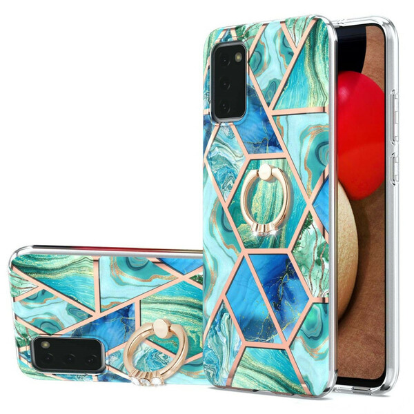 Capa de mármore geométrica Samsung Galaxy A02s com suporte de anéis