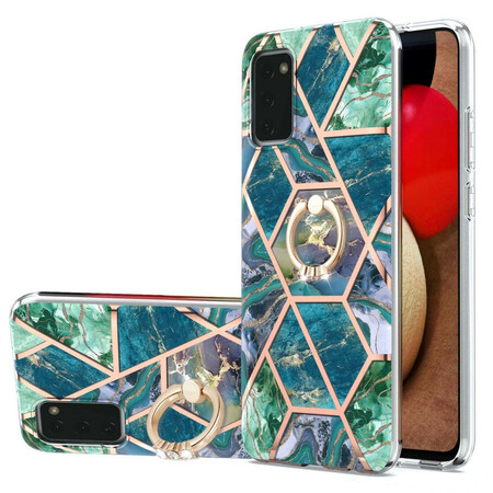 Capa de mármore geométrica Samsung Galaxy A02s com suporte de anéis