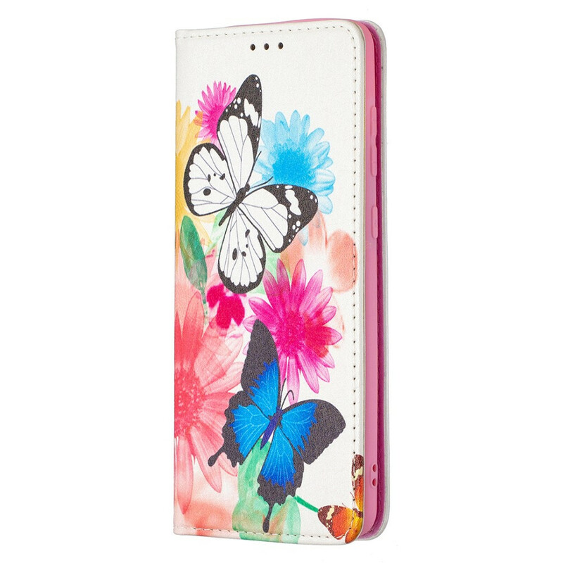 Capa Flip Capa Samsung Galaxy A21s Butterflies coloridas